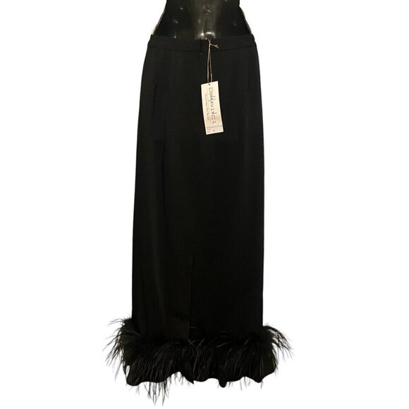 NWT Vintage Donna Vinci Skirt 8 Maxi Ostrich Feather Goth Witch Evening Cocktail - Picture 7 of 12